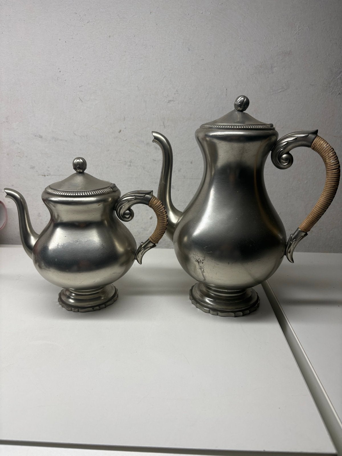 Vintage tinnen koffie- en theepot set, Made in Holland, Ophalen