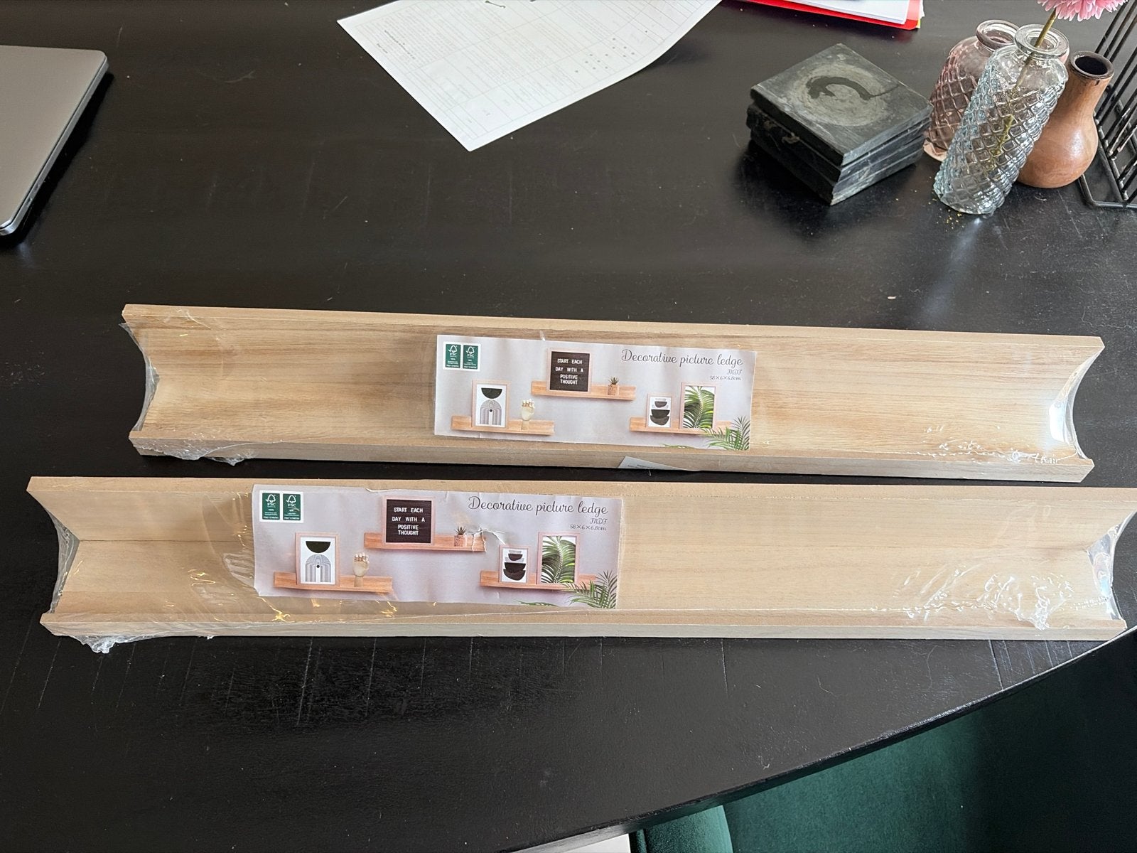 2x Nieuwe decoratieve fotoplankjes van hout, Ophalen, Nieuw