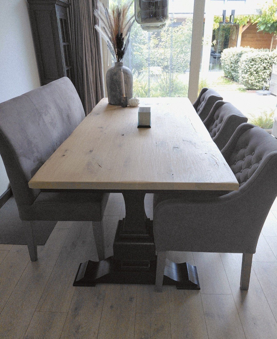 Eiken kloostertafel, Ophalen, Gebruikt, Eikenhout, 200 cm of meer
