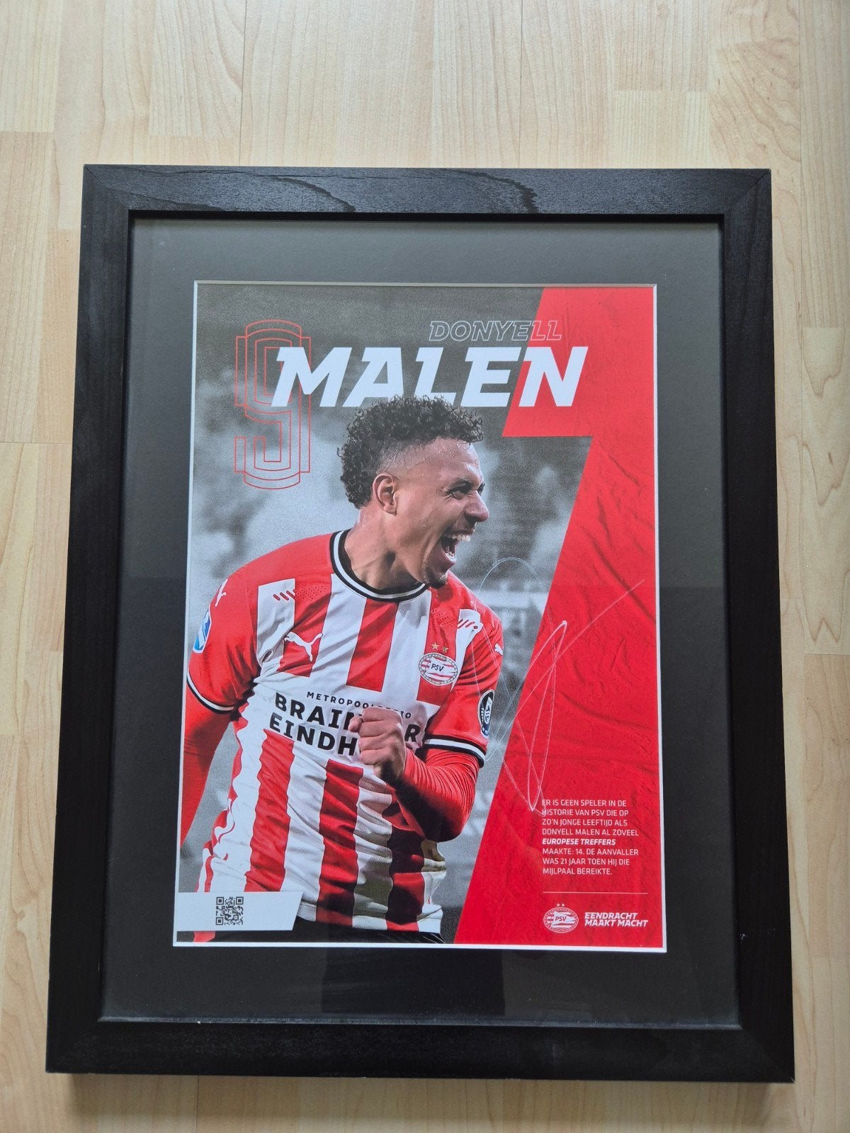 Gesigneerd Donyell Malen PSV Portret met Certificaat, Verzamelen, Ophalen, Zo goed als nieuw, PSV, Poster, Plaatje of Sticker