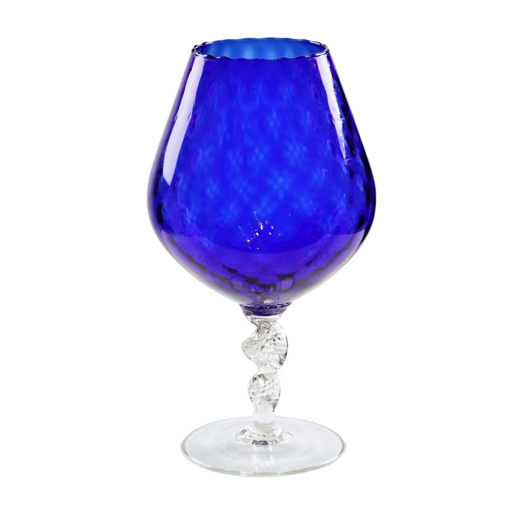 Blauw Glas Snifter Vaas Brandy Cognac Kobalt Empoli Italy 33, Ophalen of Verzenden