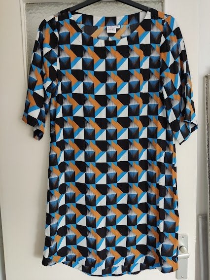 Casual Ladies dames jurk zwart / blauw / wit / okergeel, Maat 38/40 (M), Overige kleuren, Casual Ladies, Ophalen of Verzenden