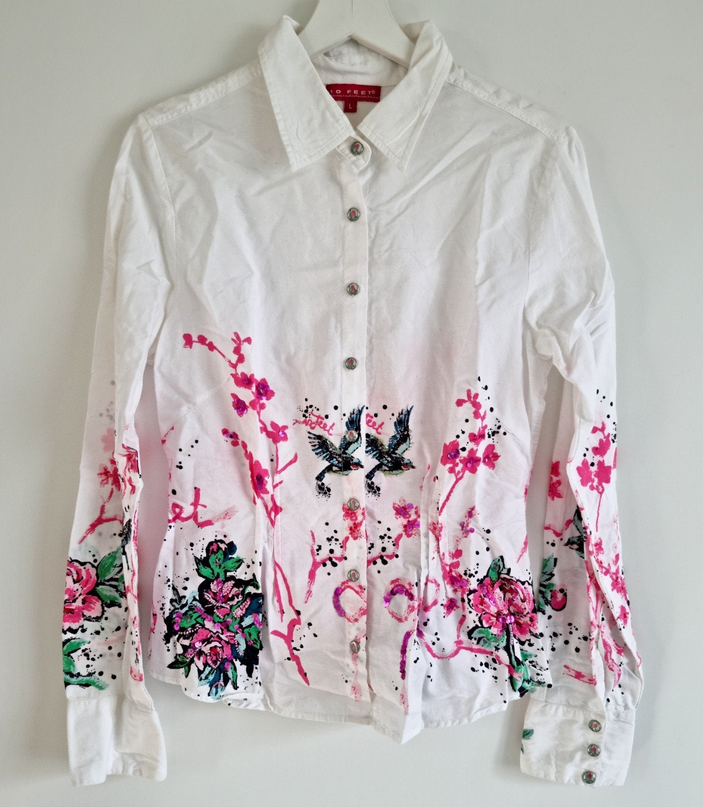 10 FEET Blouse met bloemenprint en pailletten, maat L, 10 FEET, Wit, Maat 42/44 (L), Ophalen of Verzenden