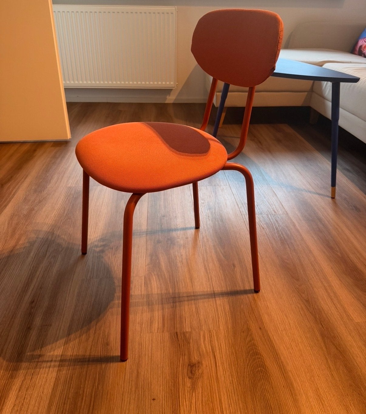 Oranje stoel met metalen frame - IKEA ADDE, Ophalen, Overige kleuren, Zo goed als nieuw, Metaal