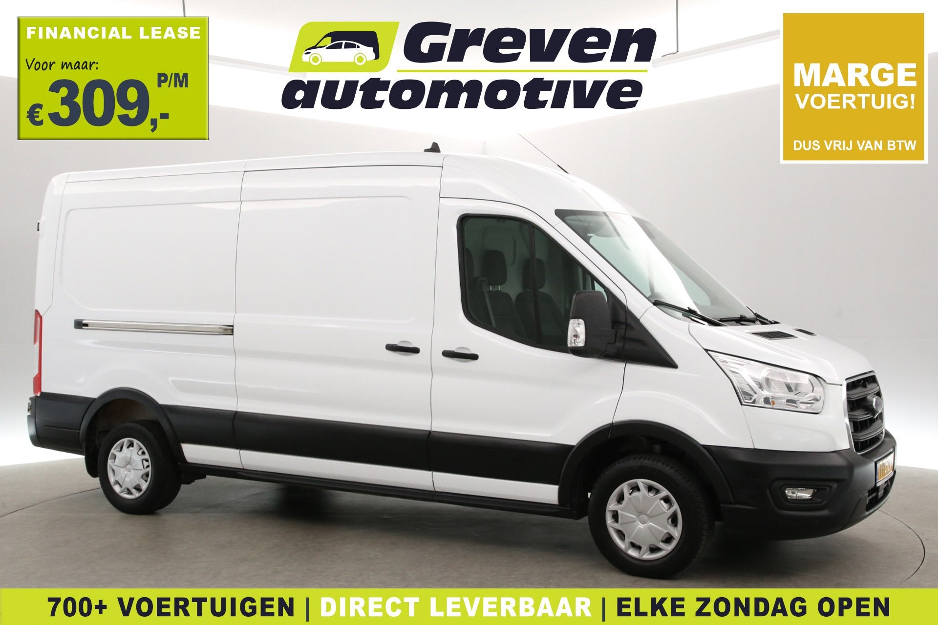 Ford Transit 2.0 TDCI L3H2 | Marge | Airco | Cruise | 3 Zits, Voorwielaandrijving, Euro 6, 4 cilinders, 2450 kg