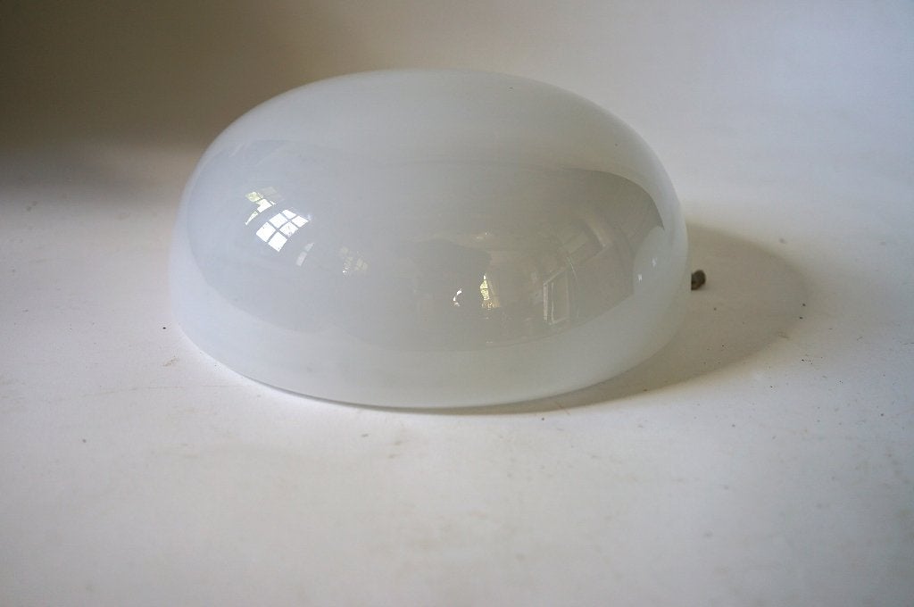 vintage art deco plafondlamp gispen stijl opaline schuif L., Gebruikt, Glas, Wit, 30 cm