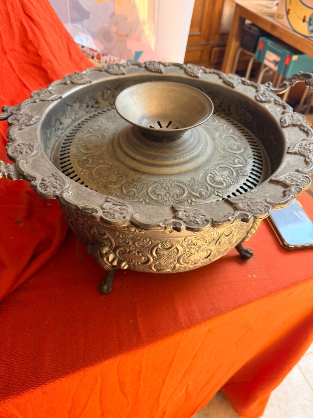 Vintage Marokkaans Schaal / wasbekken uit Fez verzilverd, Ophalen of Verzenden, Zilver