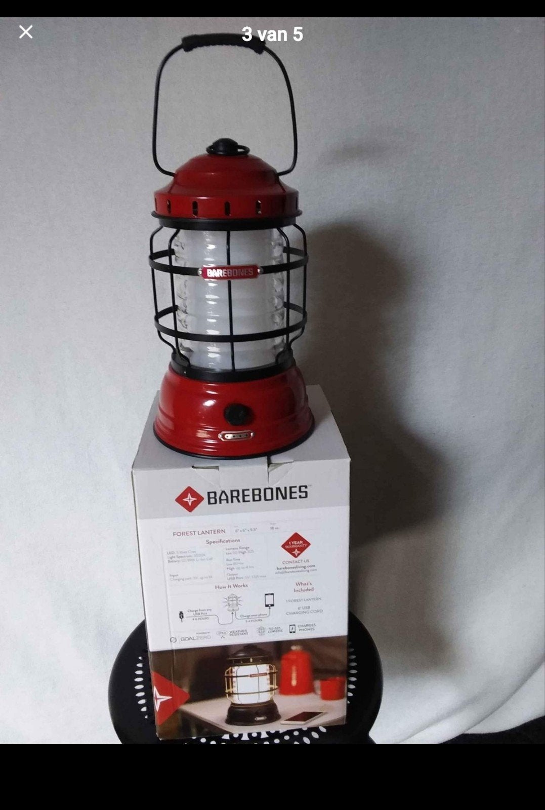 Barebones Forest Lantaarn Rood - Nieuw in doos, Ophalen, Zo goed als nieuw, Accu