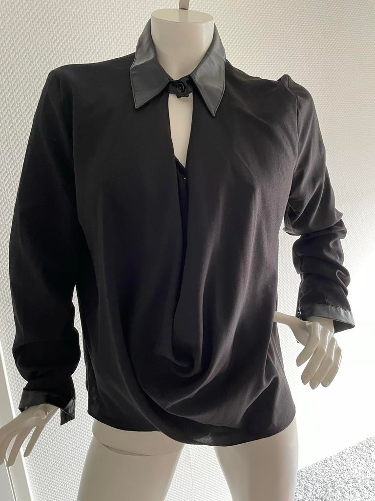 Nikkie blouse met lederlook maat 38, Ophalen of Verzenden, Zo goed als nieuw, Maat 38/40 (M), Zwart