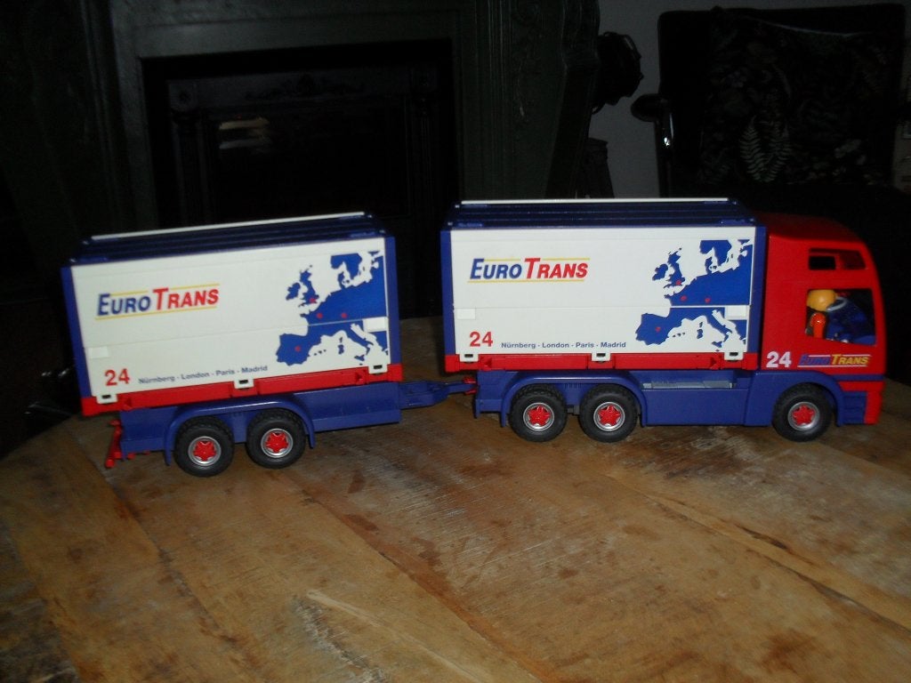 Playmobil Truck en Trailer Euro Trans setje no 20., Kinderen en Baby's, Speelgoed | Playmobil, Ophalen of Verzenden, Zo goed als nieuw