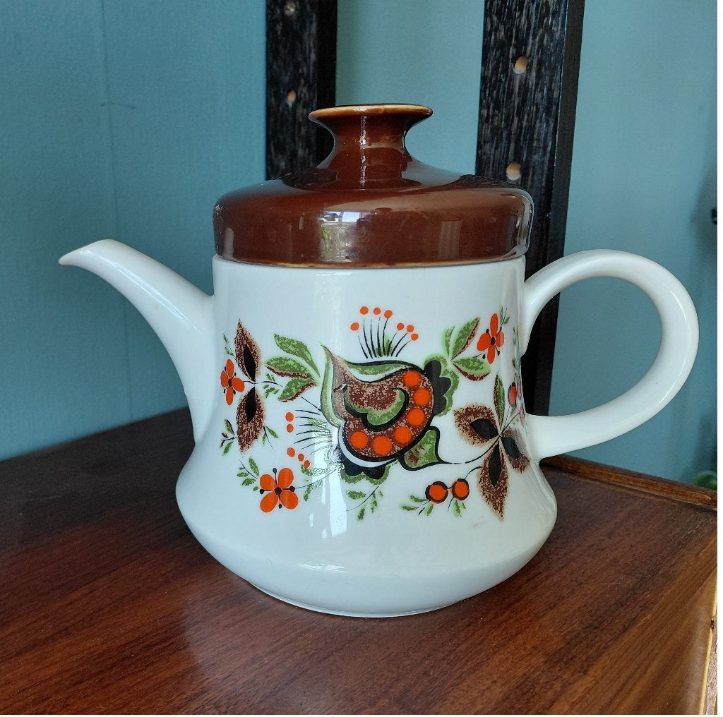 Vintage theepot jaren 70, Theepot/fluitketel, Gebruikt, Ophalen of Verzenden, Steen/keramiek