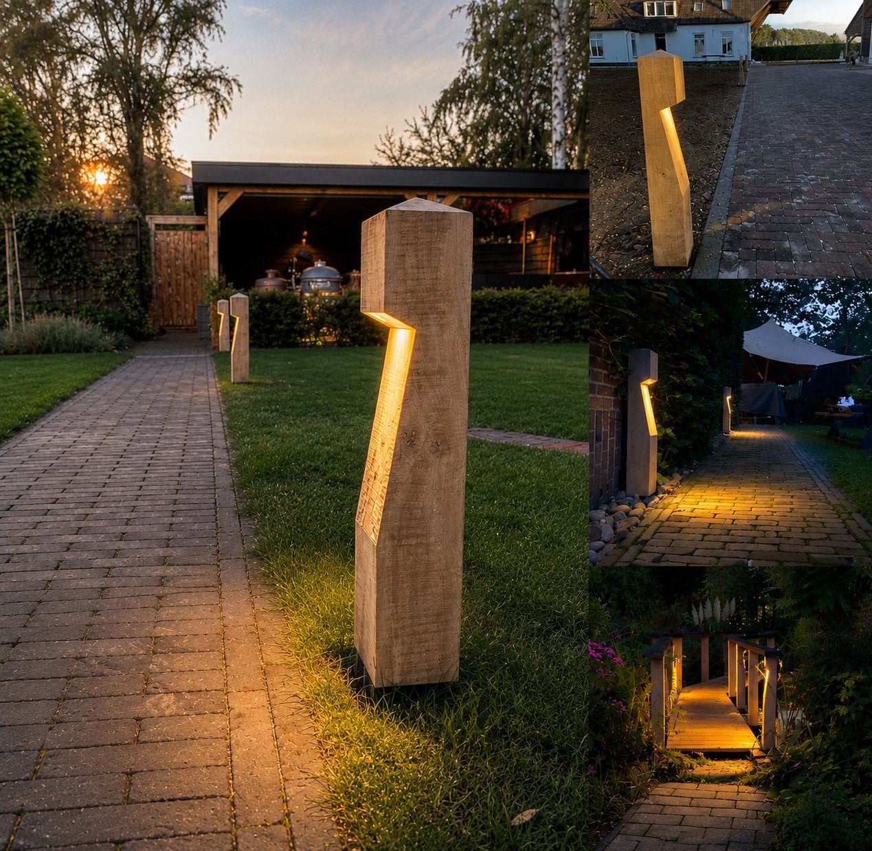 Tuinverlichting Tuinlampen Massieve Eiken, Tuin en Terras, Minder dan 50 watt, Staande lamp, Nieuw, Ophalen of Verzenden