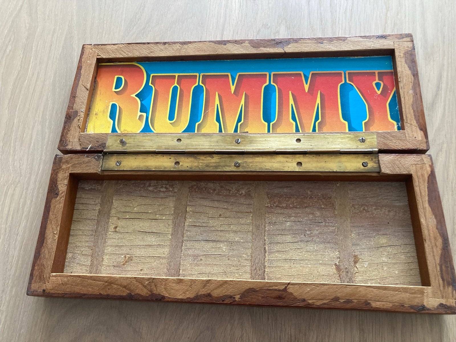 Vintage houten opbergkist voor Rummy, Ophalen of Verzenden, Gebruikt