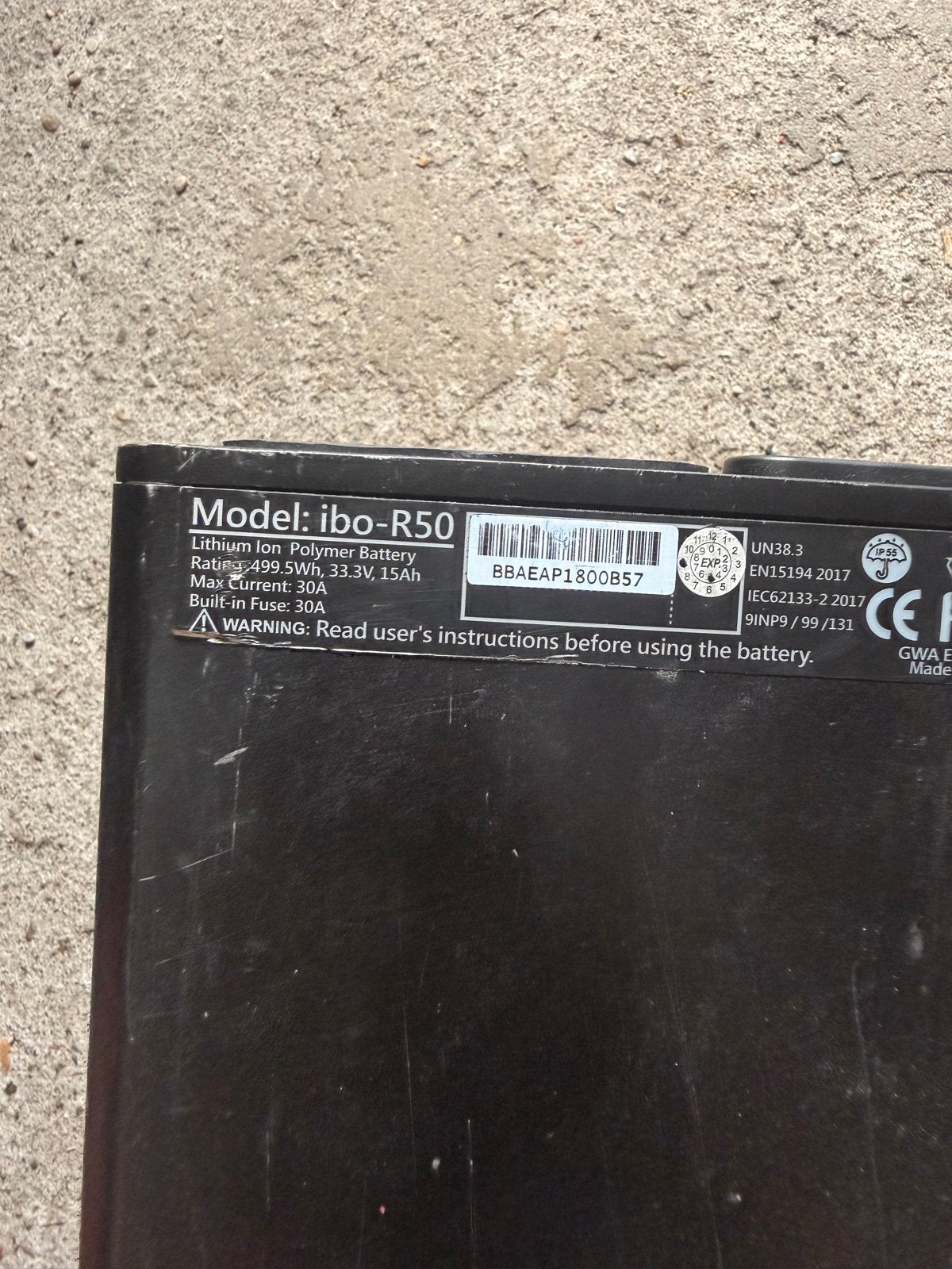 ibo-R50 Lithium Ion Polymeer Batterij Babboe, Fietsen en Brommers, Gebruikt