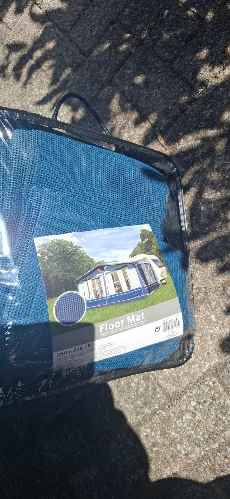 Vloermat 230x230 blauw - 2x gebruikt, Caravans en Kamperen, Kampeeraccessoires, Ophalen, Gebruikt