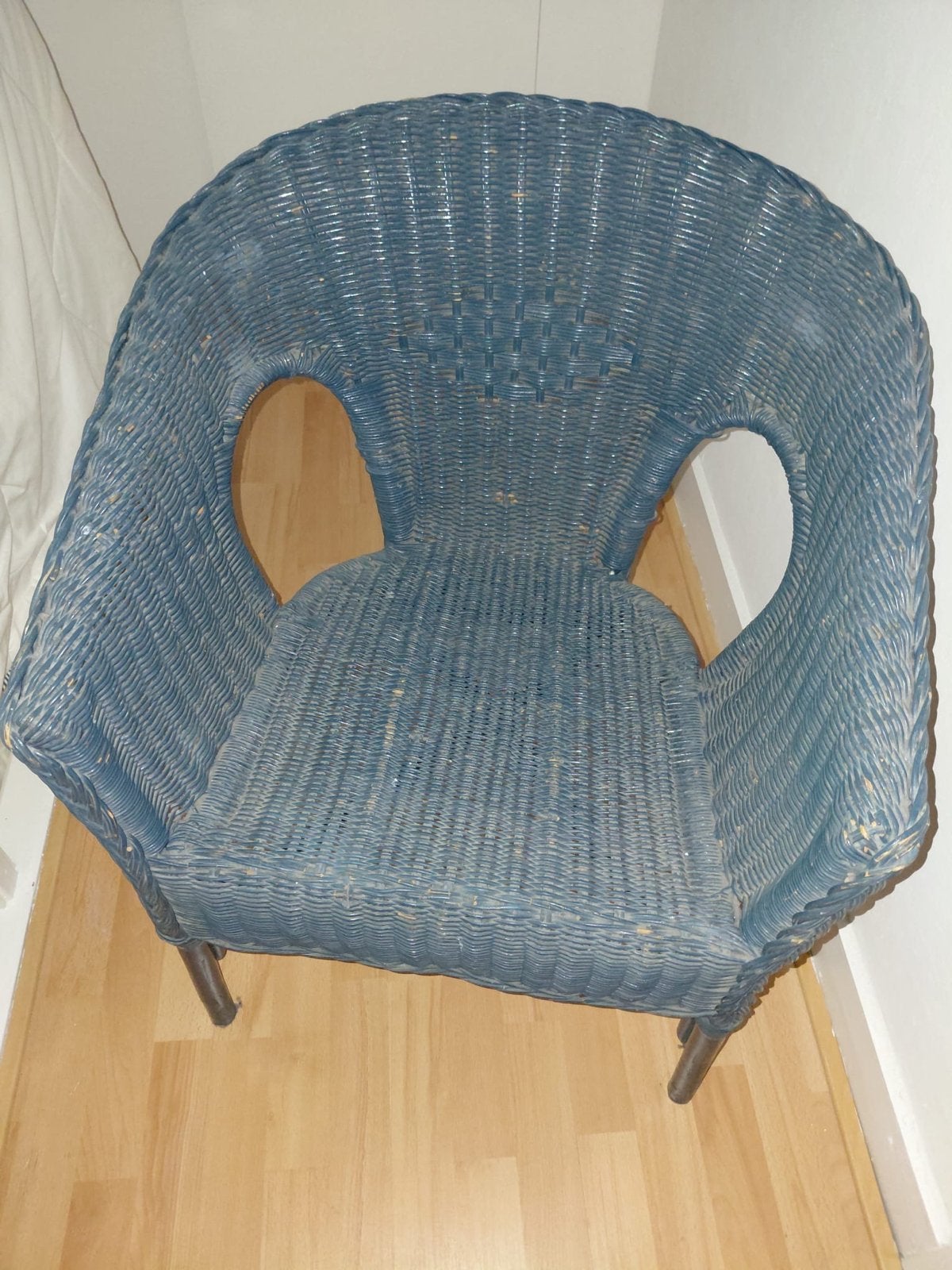 Blauwe rieten stoel - 77x59x57 cm, Ophalen