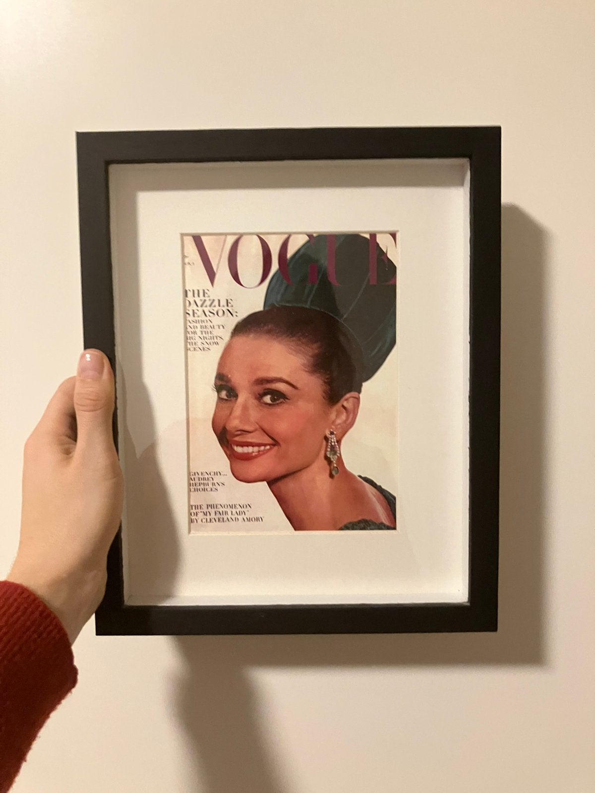 ingelijste schilderijtes Vintage Vogue Audrey Hepburn, 23 cm, Zo goed als nieuw, 28 cm, Zwart