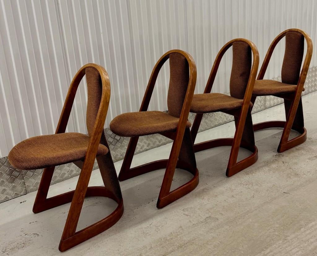 Set van 4 vintage design stoelen, Huis en Inrichting, Stoelen, Gebruikt, Bruin, ., Ophalen of Verzenden