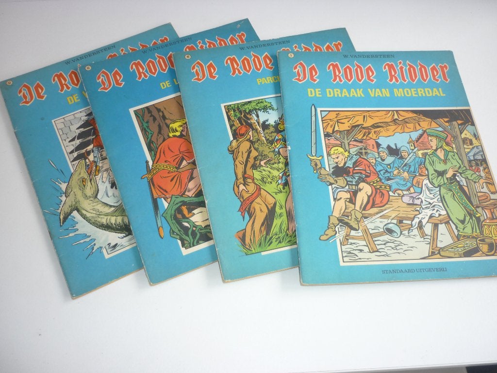 Vandersteen: 4x de Rode Ridder (uitgaves uit 1972 / 1973), Boeken, Meerdere stripboeken, Ophalen of Verzenden, Gelezen