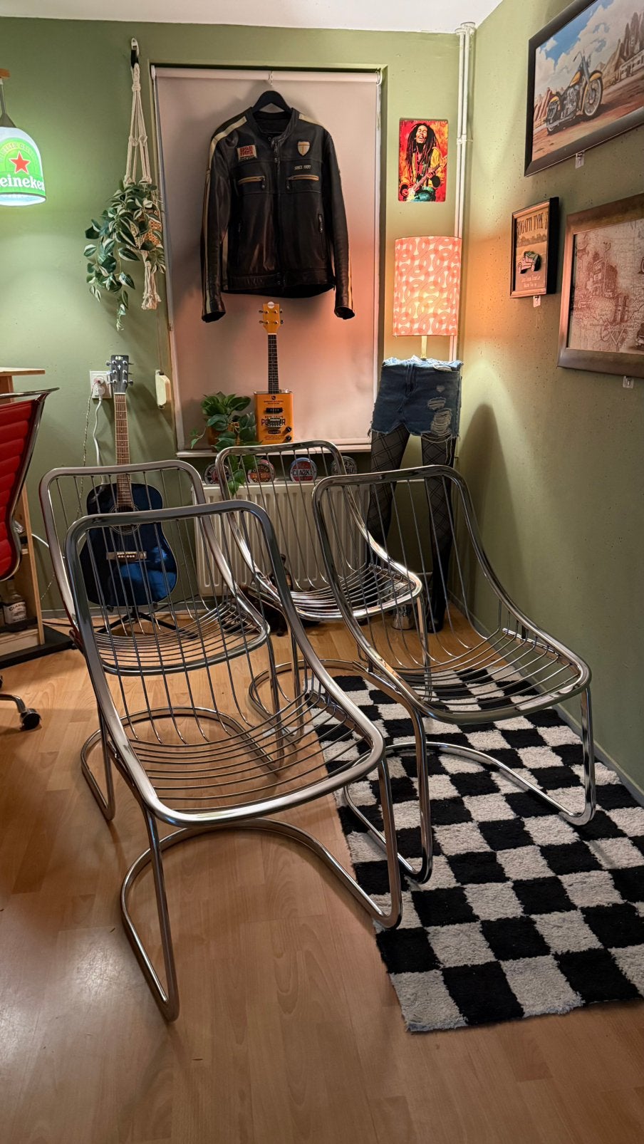 Retro set jaren 70 Gastone Rinaldi stijl 4 stoelen + Tafel, Ophalen, Gebruikt, Eén