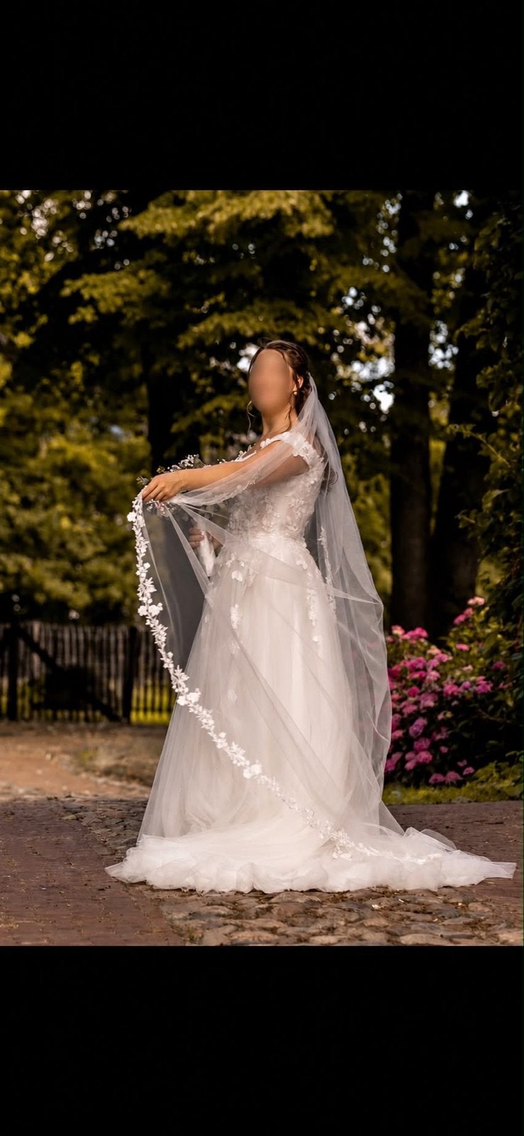 Prachtige bruidssluier met kanten details, Ophalen of Verzenden, Zo goed als nieuw, Wit, Accessoires