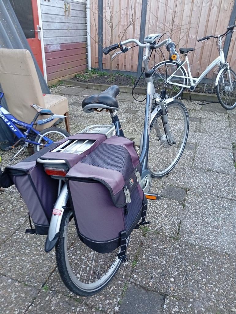 Elektrische fiets met fietstassen, Fietsen en Brommers, Elektrische fietsen, Gebruikt, Overige merken, 51 tot 55 cm, 30 tot 50 km per accu