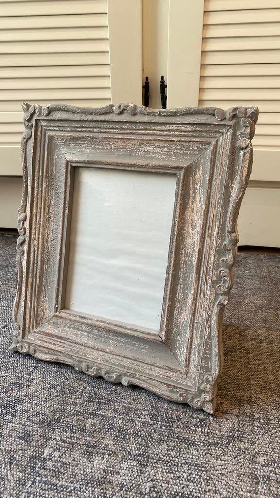 Houten fotolijst grijs/groen, Huis en Inrichting, Woonaccessoires | Lijsten, Ophalen, Zo goed als nieuw, Hout, Minder dan 50 cm