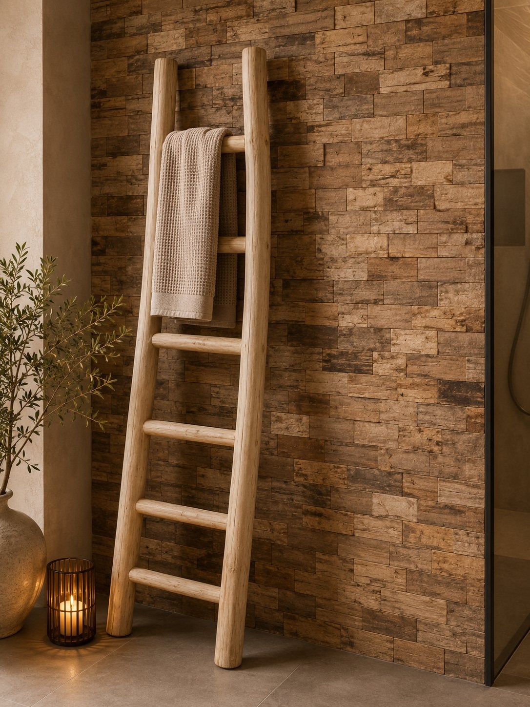 Decoratieve houten ladder van Teak and Living, Ophalen, Zo goed als nieuw