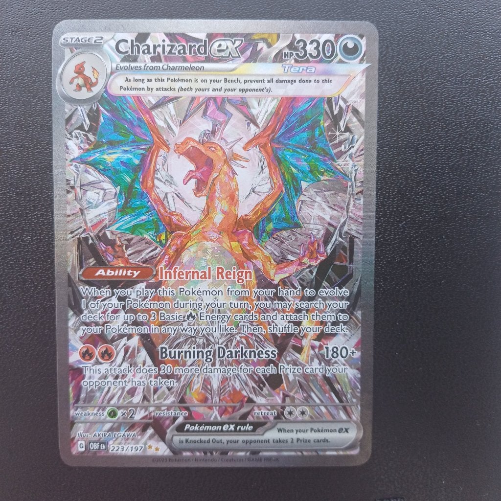 Charizard ex OBF, Ophalen of Verzenden, Zo goed als nieuw, Losse kaart, Foil