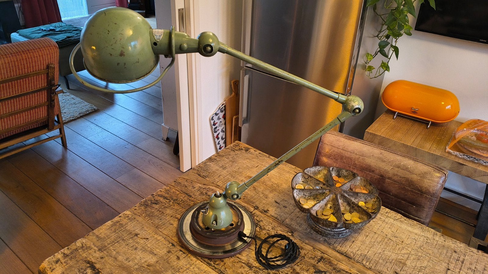 Groene Jielde lamp, Ophalen, Gebruikt, Inclusief lichtbron, Metaal