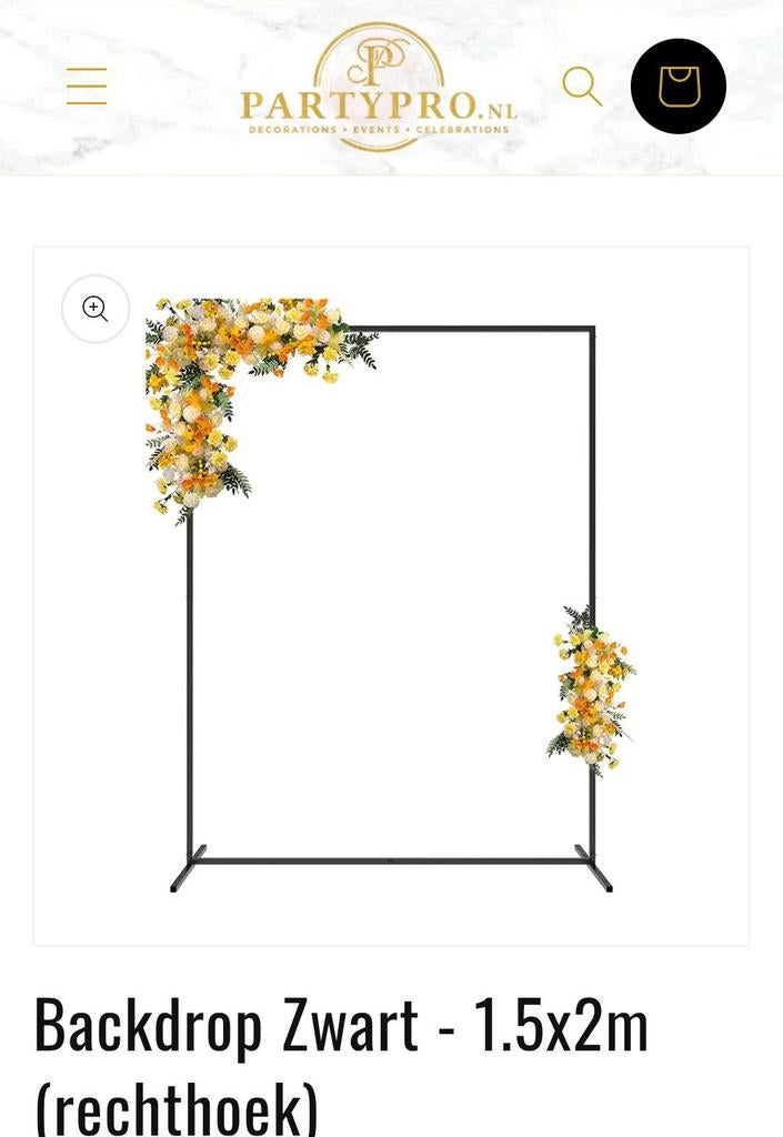 Zwarte Rechthoekige Backdrop 1.5x2m voor Feesten, Ophalen of Verzenden, Nieuw, Versiering, Verjaardag