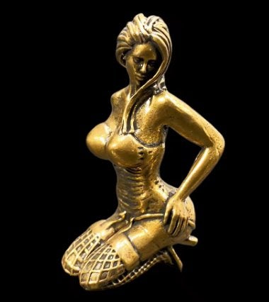 Massief messing beeldje sexy vrouw zittend (5cm hoog), Ophalen of Verzenden, Nieuw, Mens