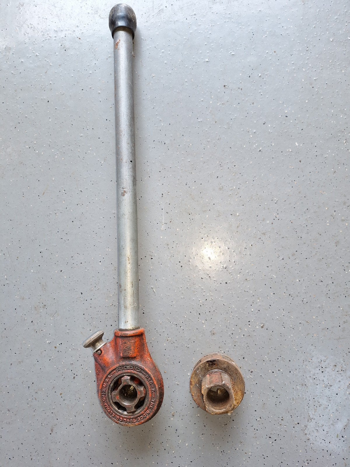 Ridgid pijpsnijder met 1/2 en 3/4 BSP snijkop, Ophalen of Verzenden, Gebruikt, Snijgereedschap, Ridgid