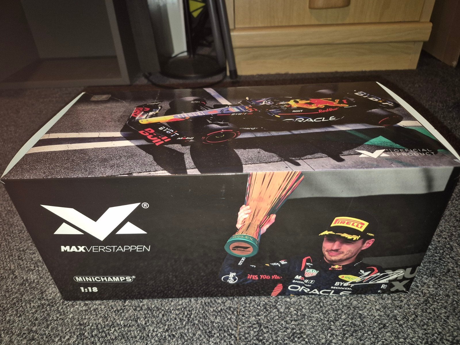 minichamps 1.18 max verstappen 2023 brazil gp ongeopend, Ophalen of Verzenden, Nieuw, Formule 1