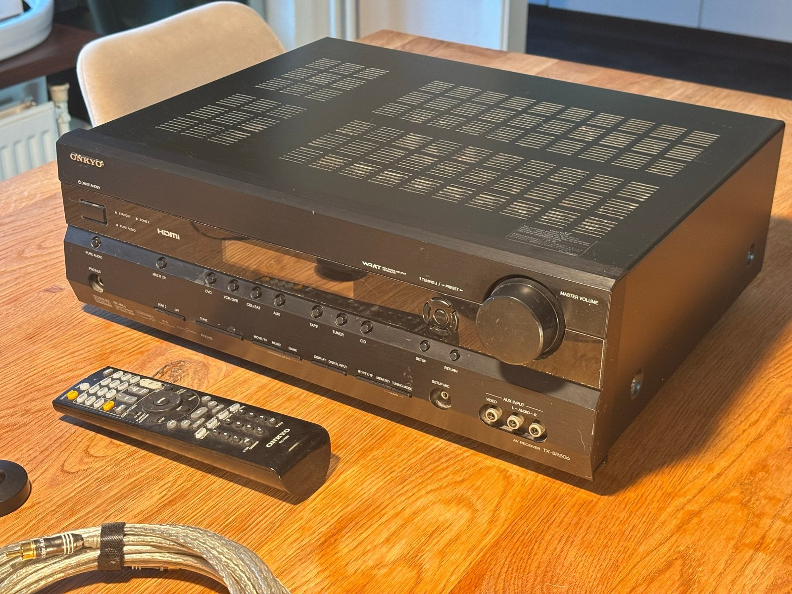 Onkyo TX-SR506 AV Receiver met afstandsbediening, Ophalen, Gebruikt, 60 tot 120 watt, Onkyo