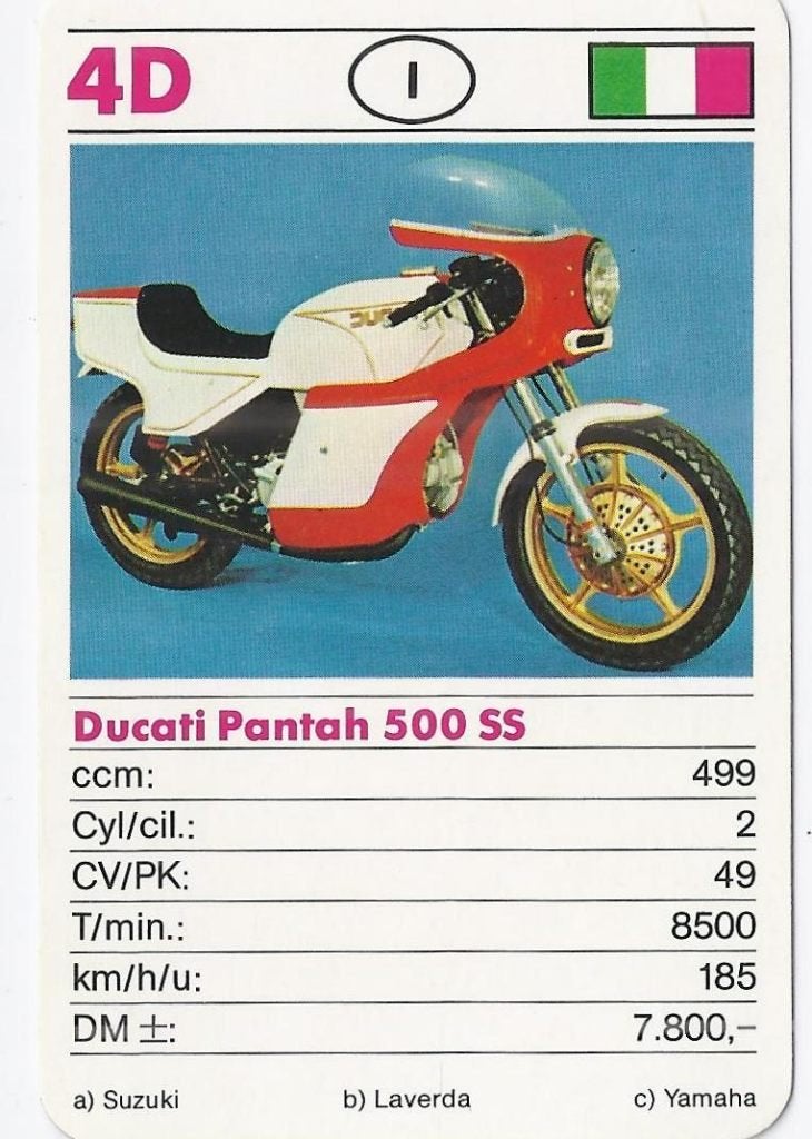 Kw2753 motorkaartje 4d ducati pantah 500 ss, Ophalen of Verzenden, Zo goed als nieuw, Auto's
