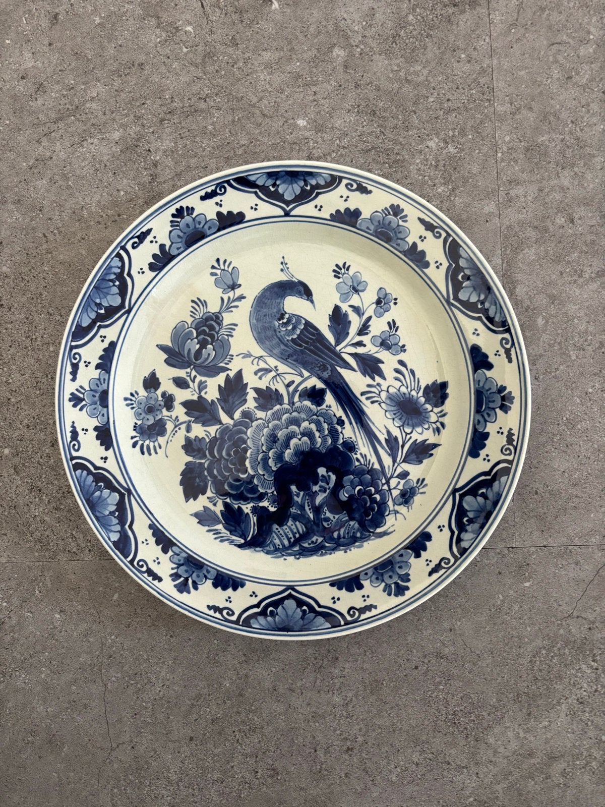 Delftsblauw sierbord met pauw, 1929, Antiek en Kunst, Ophalen of Verzenden