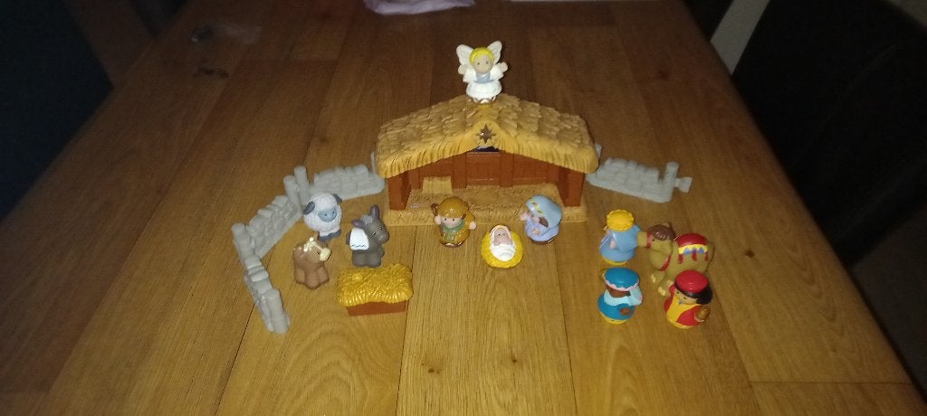 Fisher-Price little people kerststal met licht en muziek., Kinderen en Baby's, Ophalen of Verzenden, Zo goed als nieuw, Speelset