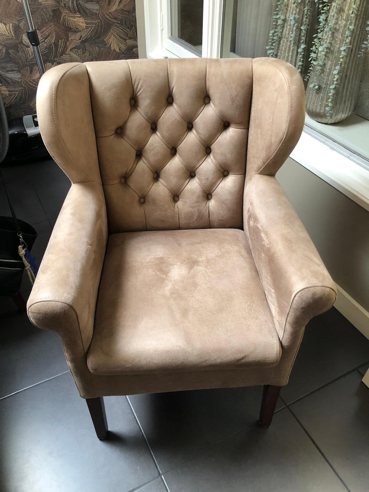Eetkamer stoelen zes stuks taupe  kleur 750 euro, Ophalen of Verzenden, Zo goed als nieuw, Minder dan 75 cm, 50 tot 75 cm