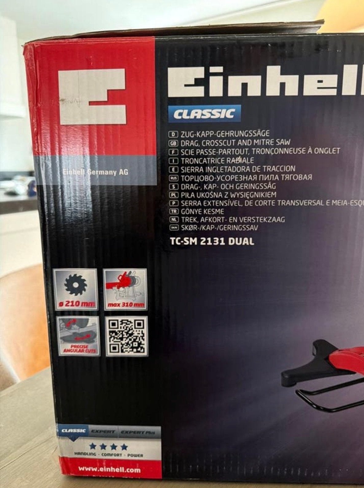 Einhell Trek Afkort- en Verstekzaag met Tafel - Gebruikt, Ophalen, Zo goed als nieuw, Afkortzaag, 30 tot 70 mm