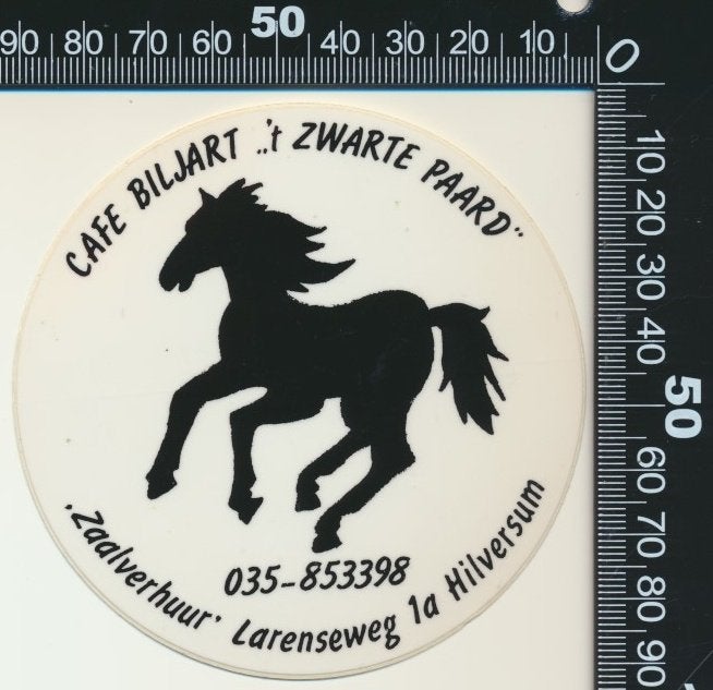 Sticker: Cafe Biljart Het Zwarte Paard - Hilversum, Ophalen of Verzenden, Zo goed als nieuw, Bedrijf of Vereniging