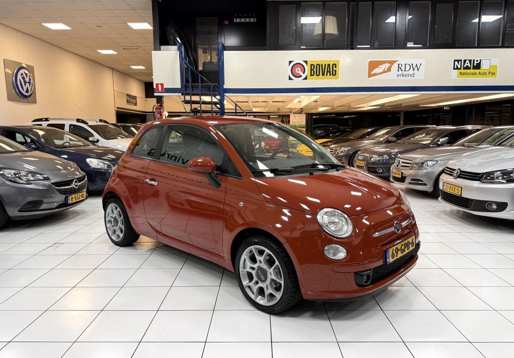Fiat 500 1.2 Pop Bovag Garantie Airco (bj 2008), Gebruikt, 1242 cc, 840 kg, Leder en Stof