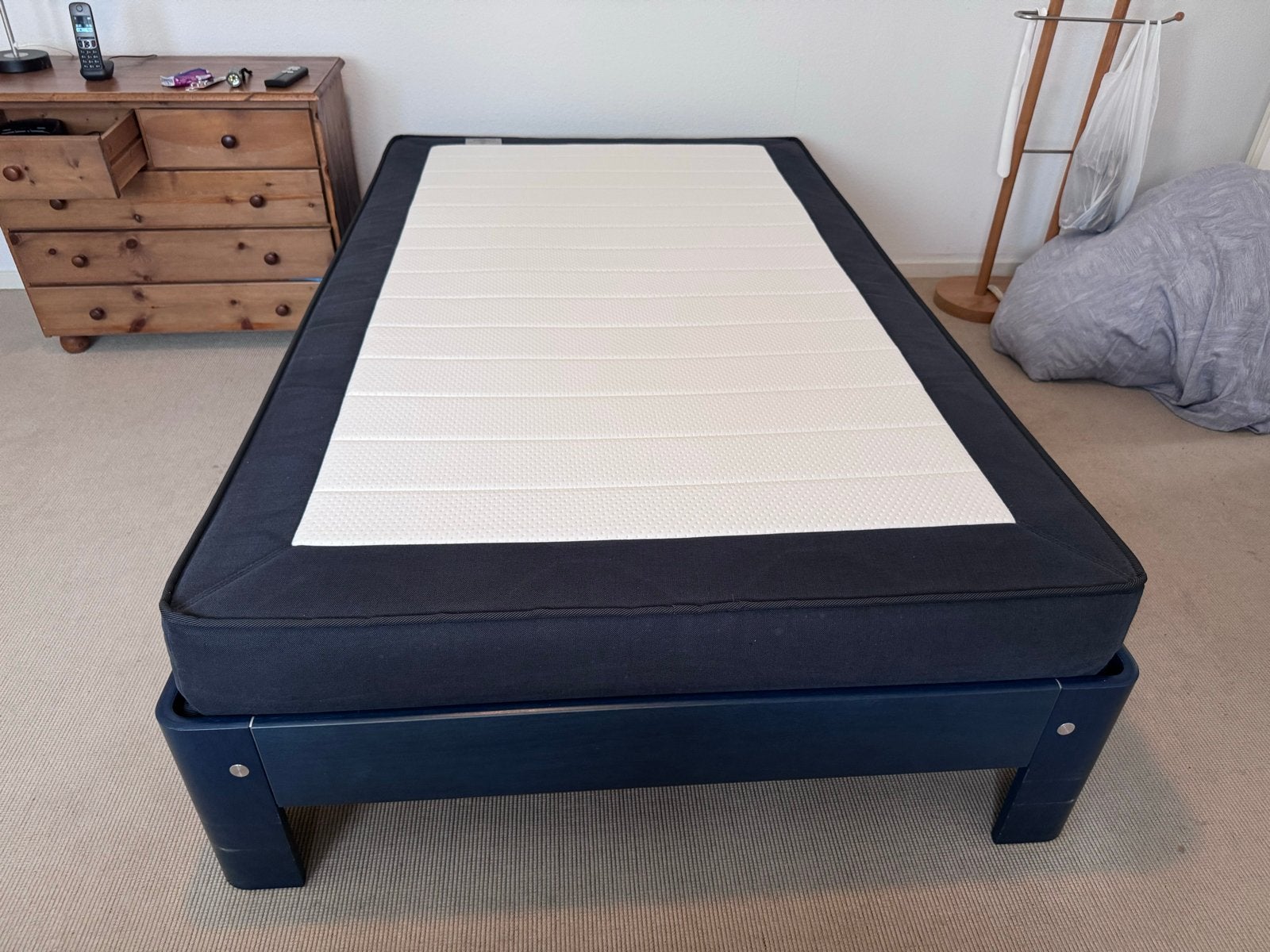 Auping Auronde bed 120x200 cm met verstelbare bodem, Ophalen, Blauw, Twijfelaar, 120 cm