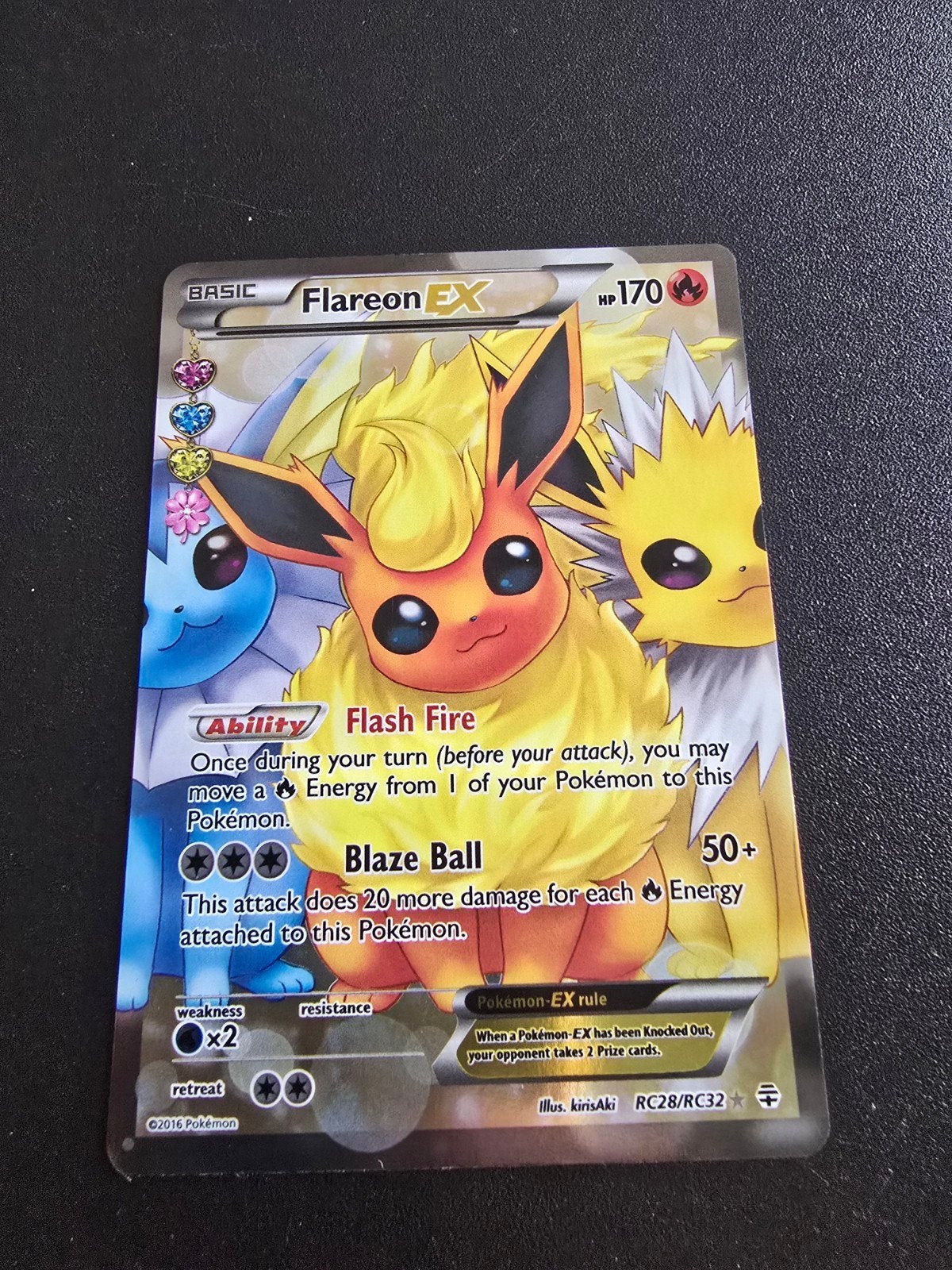 Flareon EX Pokémon Kaart - Full Art, Ophalen of Verzenden, Zo goed als nieuw, Losse kaart, Foil