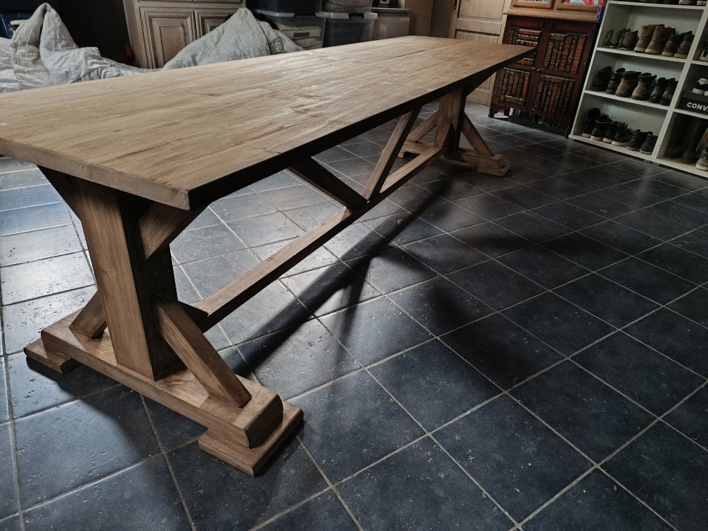 Mooie landelijke kloostertafel 300x90, Ophalen, Gebruikt, 200 cm of meer, 50 tot 100 cm