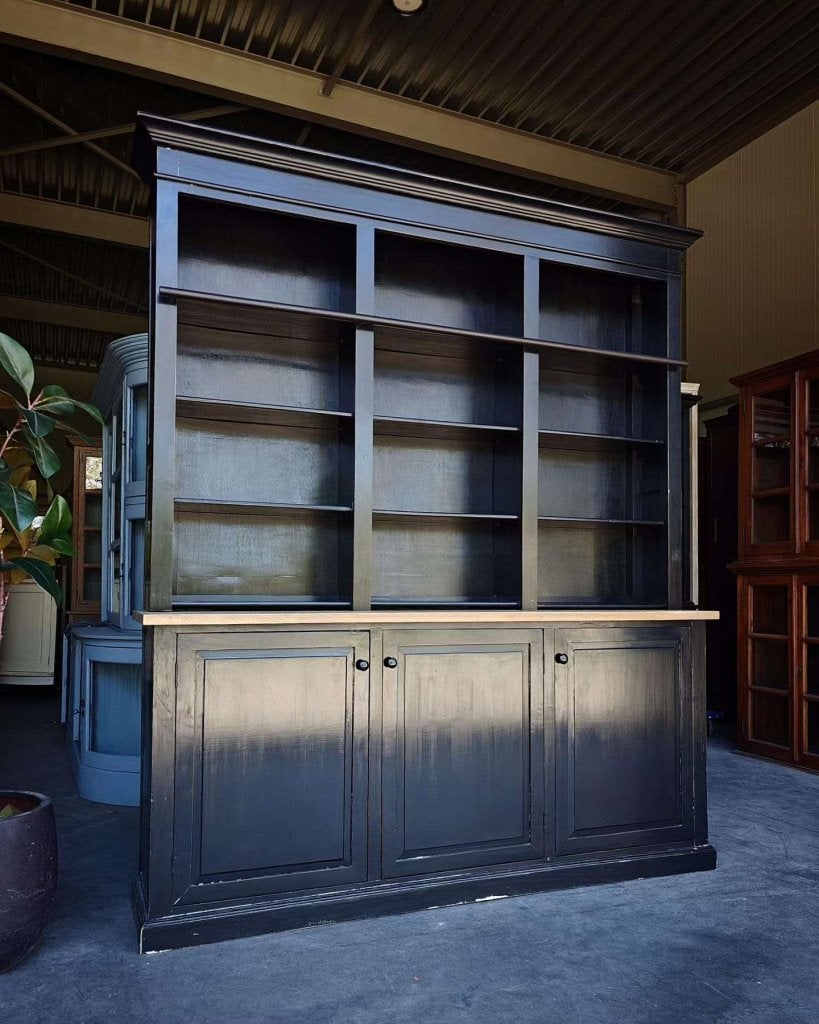 Stoere zwarte bibliotheekkast | Boekenkast met ladder #4184, Niet ingevuld, 200 cm of meer, Niet ingevuld, Ophalen of Verzenden