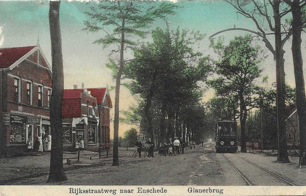 Glanerbrug, Rijksstraatweg naar Enschede, Verzamelen, Verzenden, Voor 1920, Gelopen, Overijssel