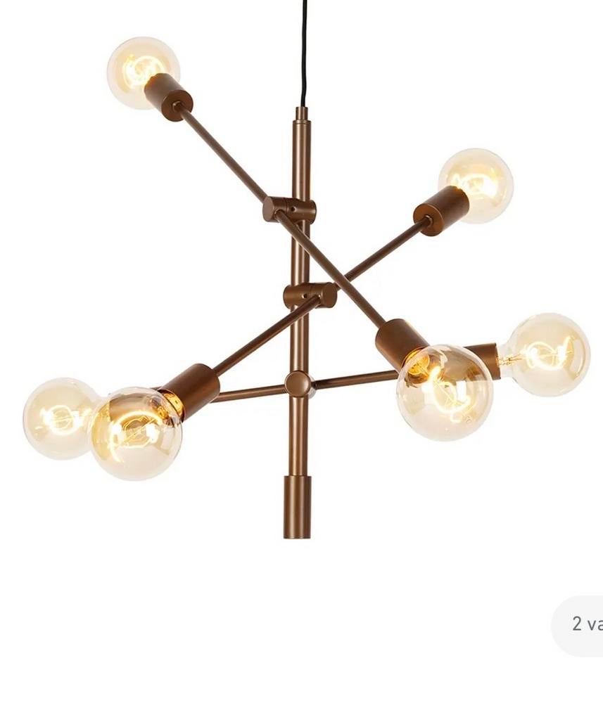 2 QAZQA Sydney HL 6 Donker Brons Hanglamp nieuw in doos, Ophalen of Verzenden, Nieuw, Metaal, 75 cm of meer