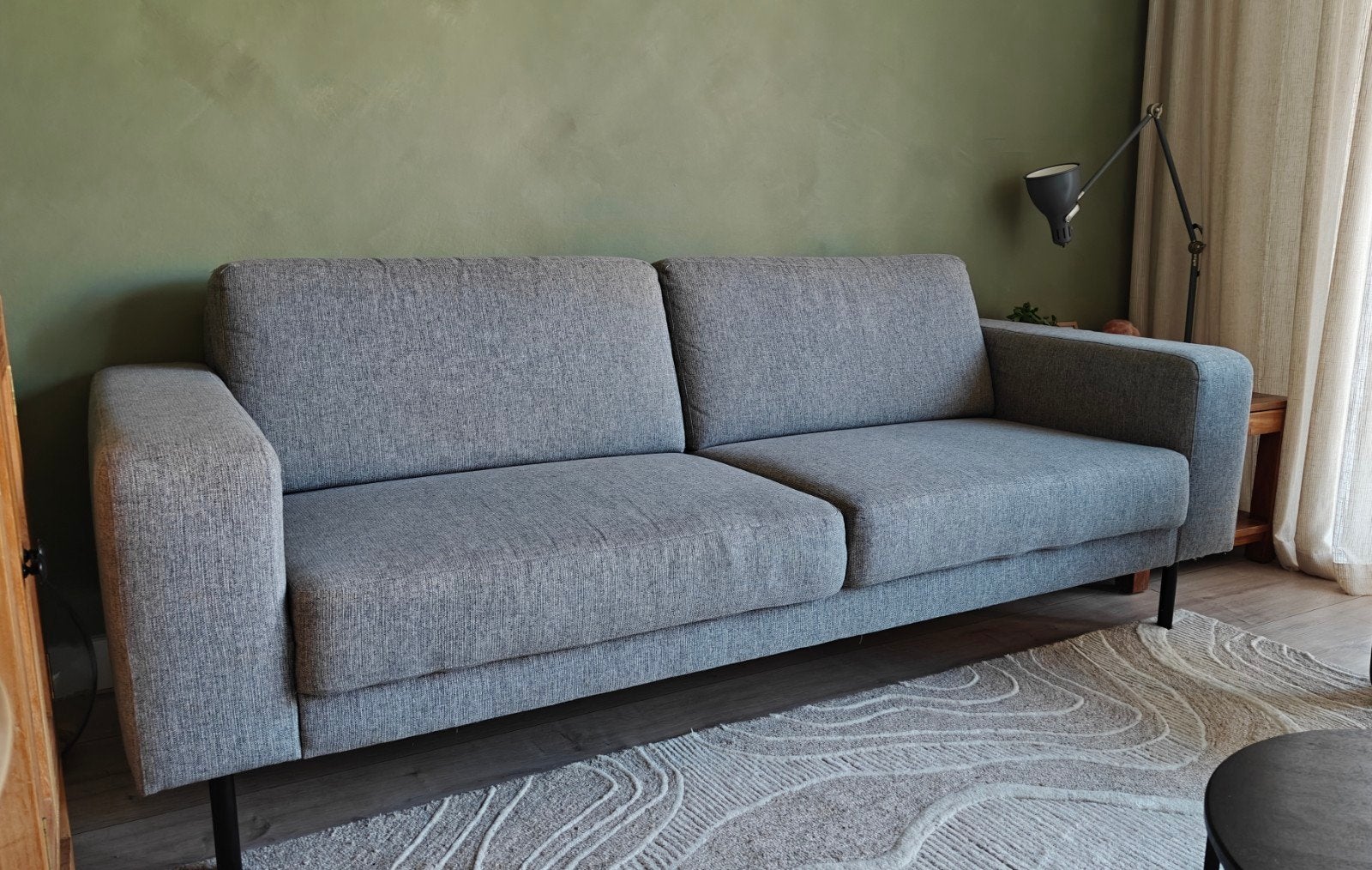 Leen Bakker Tom 3-zitsbank 220 cm - Grijs - Zeer nette staat, Ophalen, Gebruikt, Driepersoons, 75 tot 100 cm