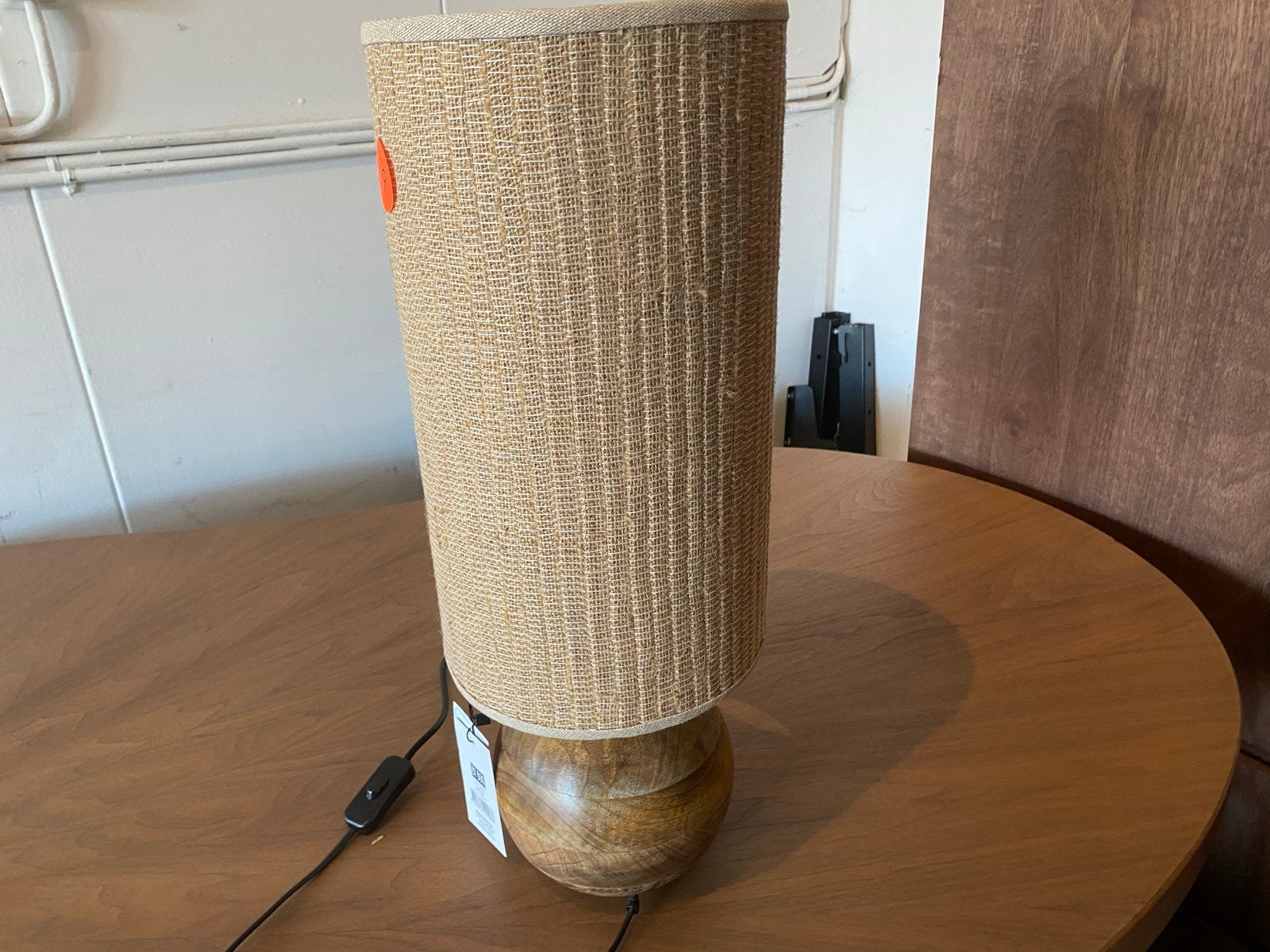 Gadja tafellamp 60cm met mango houten voet en jute kap, Bohemian, Overige merken, Nieuw, E27 (groot)